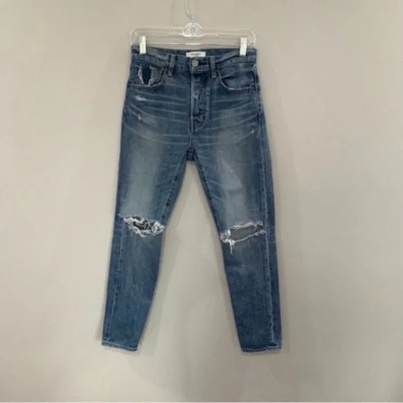 Moussy Vintage Jeans Beckton Tapered Straight Leg Distressed - Picture 7 of 8